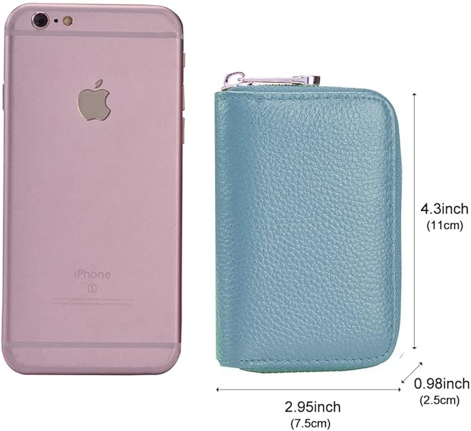 RFID Credit Card Holder Genuine Leather Credit Card Wallet with Zipper | RFID