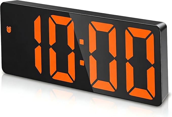 AMIR Digital Alarm Clock, LED Clock for Bedroom, Electronic Desktop Clock with Temperature Display, Adjustable Brightness, Voice Control, 12/24H, 6.3" Large Display for Home, Bedroom, Office
