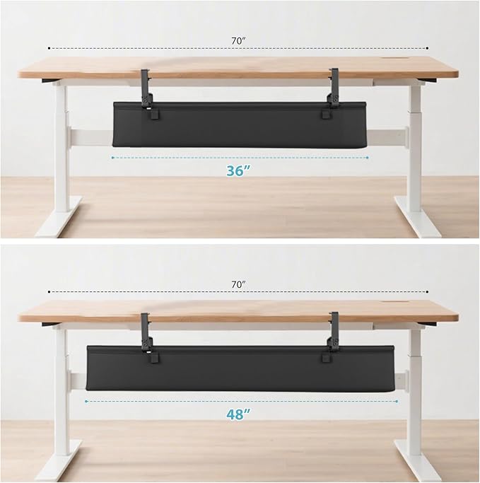 Oxford Cloth Under Desk Cable Management Tray,No-Drill 36" Desk Cable Management Organizer with Clip/Screw Installation,Fabric Cable Management for Home,Office & Gaming Computer(Black)