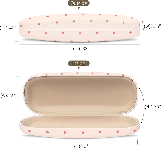 Glasses Case Hard Shell, Cute Sunglasses Case for Women Leather Protective Case for Eyeglass with Cleaning Cloth