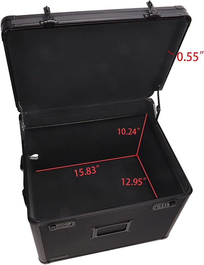 Vaultz Locking Mobile File Chest, Letter/Legal Size Storage Box, Black | Rolling filing chest storage for letter and legal size files, secure lock, compact 17.5x15.5x14.5 in black footprint