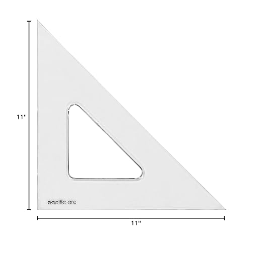 Pacific Arc's Scholastic Triangle - 10 inch - Clear - 45/90 Angle - Plain Edge - Polystyrene - Technical Drawing Tools, Drafting, Architect and Engineering.