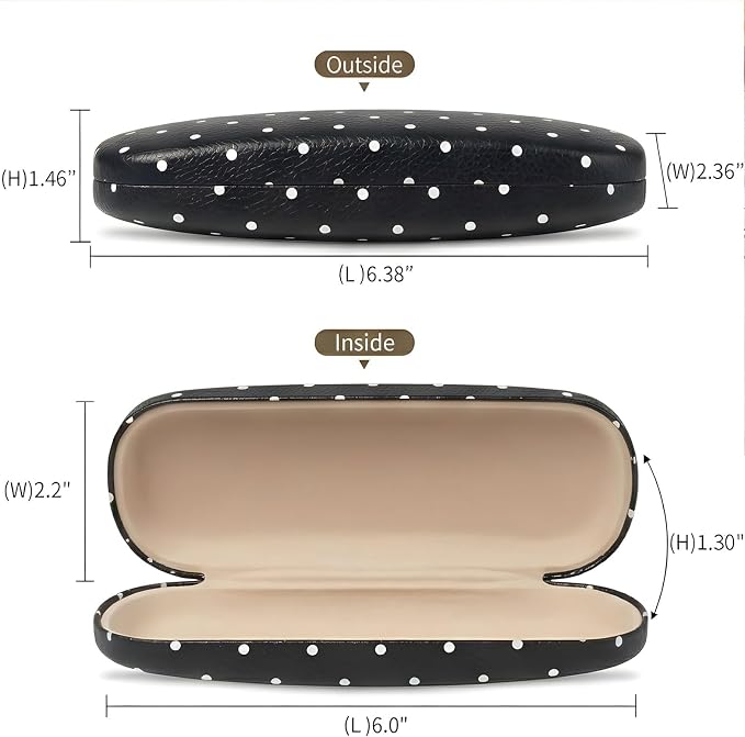 Glasses Case Hard Shell, Cute Sunglasses Case for Women Leather Protective Case for Eyeglass with Cleaning Cloth