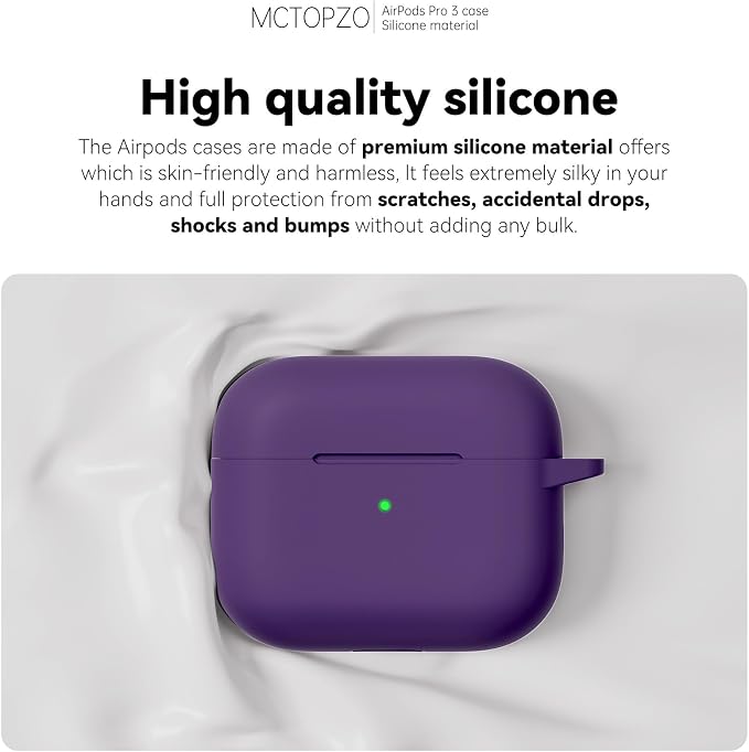 for AirPods Pro 3 Case 2025,Come with Cleaner Kit,Dark Purple | Silicone Protective Cover for Airpod Pro 3rd Generation Case with Keychain,for Women Men,One-Piece Design,Shockproof