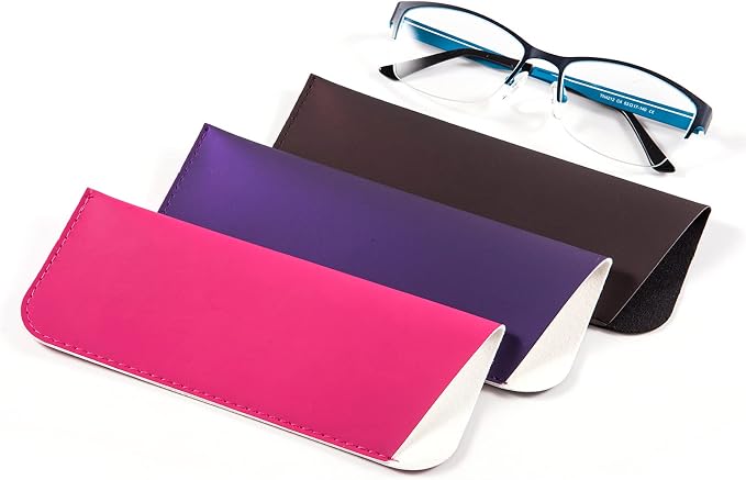 TRIUMPH VISION Reading Glasses Pouch Eyeglass Sleeve Soft Case Slim 3 Pack | Alternative to Bulky Case Lightweight，Neoprene Lined Padded Protect Optical lens Slip in, Cute Pattern Portable for Daily Use