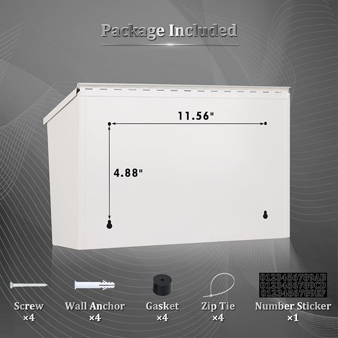 Dalmbox Wall-Mount Mailbox Large Mailbox for Post Rust-Proof Galvanized Steel Box for Outside or Townhouse Horizontal Style, White, 15.7” x 4.3” x 9.4”