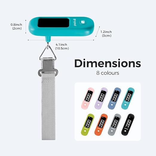 pack all Digital Luggage Scale for Travel, 110Lbs Capacity, 0.1Lb Precision | Handheld, Backlit LCD Display, Lb/Kg/Oz Conversion, Tare Function, Battery Included, Malachite Blue