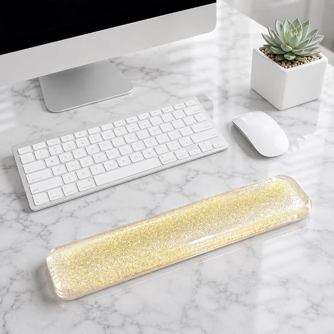 Wrist Rest Pad Comfortable Silicone Cushion Bling Bling | Typing Hand Pain Relief Support Keyboard Pad with Gel-filled Magic Keyboard Other Keyboards Office & Home (Bright Yellow)