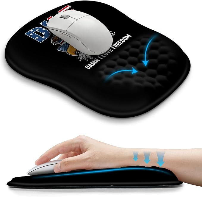 Hokafenle Ergonomic Wrist-Hugging Mouse Pad Wrist Support, U-Shaped Holding Wrist Rest Mousepad for Carpal Tunnel Pain Relief with Cushioned Memory Foam Slope Massage Bulge (Classic 10.2x8.3 in,DILF)
