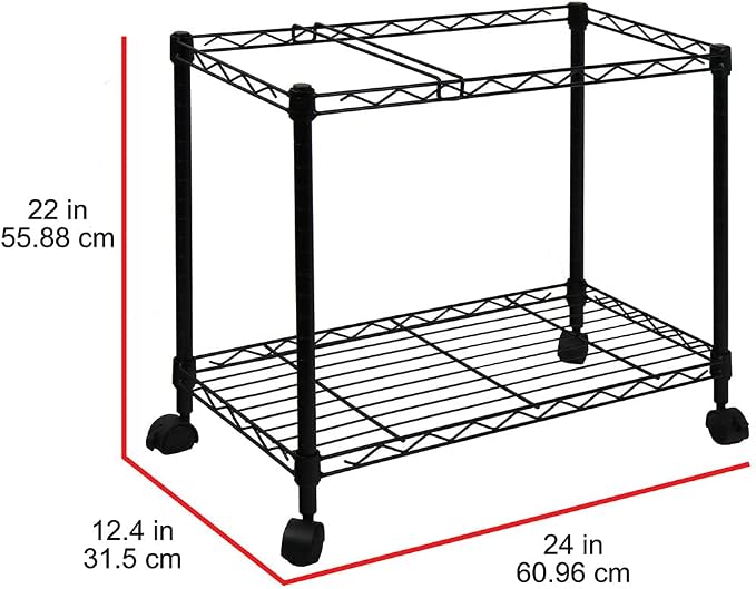 Oceanstar Portable 1-Tier Metal Rolling File Cart, Black,24 in