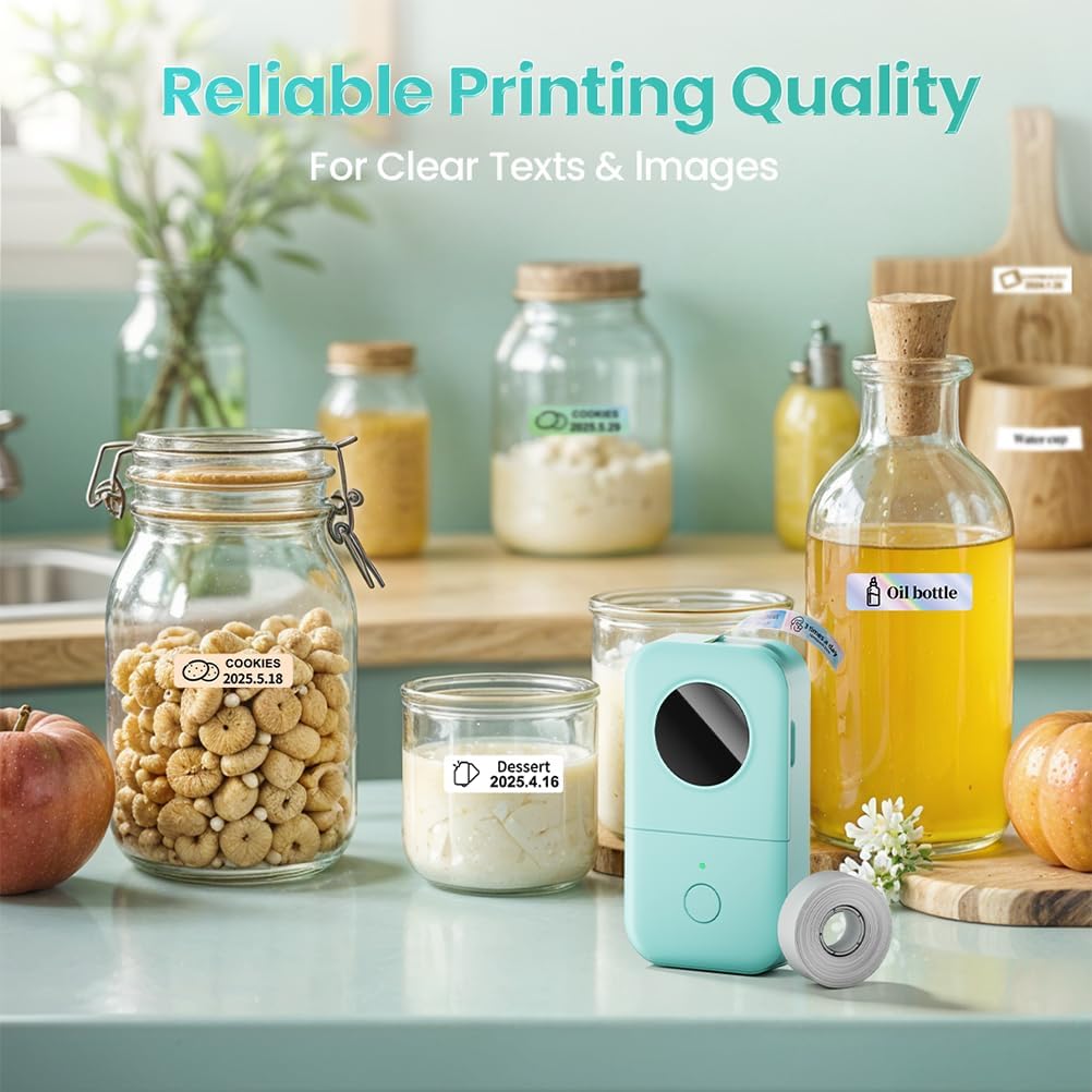 Phomemo D30 Label Maker Machine, Portable Bluetooth Mini Label Printer, Smartphone Handheld Thermal Sticker Small Labeler Multiple Templates Font Icon Inkless Custom Label for Home Kids School Items