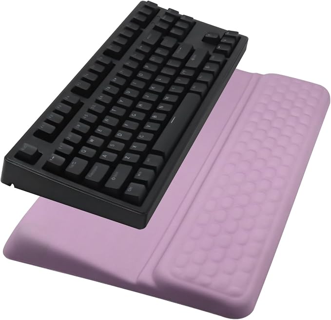 Computer Keyboard Stand with Wrist Rest Support Pad, Purple | Ergonomic Comfy Tilted Keyboard Stand Riser Holder Pad for Pain Relief, Soft Memory Foam Desk Cushion for Office Home