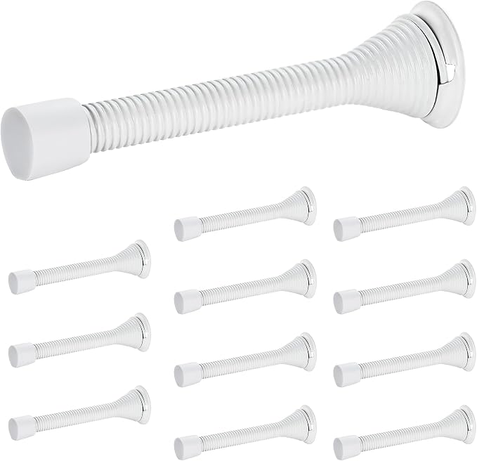 Ravinte Door Stoppers, 12 Pack White Spring Door Stops with Rubber Bumper, Door Stoppers for Bottom of Door