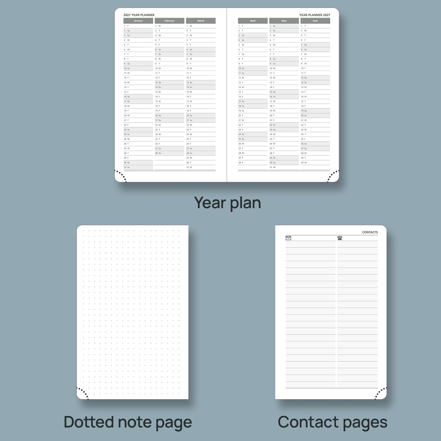POPRUN Daily Planner 2026 (Jan - Dec), (Purse Size-4.25" x 6.25") 2026 Daily Calendar with One Page Per Day Even Weekends, Hourly Appointment Book with Pocket, PU Leather Softcover - Purple