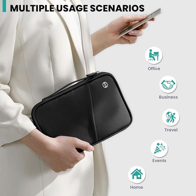 Passport Holder Travel Wallet, White | RFID Blocking, Waterproof, Multiple Compartments, Multiple Compartments， For Men and Women