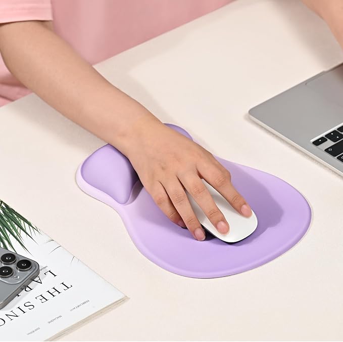 EooCoo Mouse Pad with Gel Wrist Rest, Ergonomic Mousepad Wrist Alignment | Middle Concave Design for Natural Wrist Alignment, Non-Slip Base Mousepad, Carpal Tunnel Relief, Office Desk Accessories