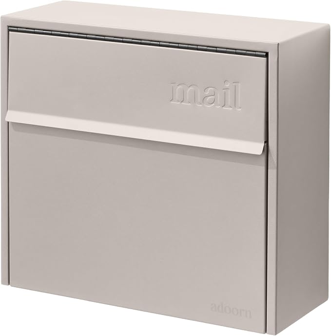 Adoorn Lockable Wall Mount Mailboxes for Outside - Small Anti-Theft Locking Mailbox for Letters - Weatherproof Construction - Durable Steel - 13.5" H x 15" L x 5.5" D - Sandstone