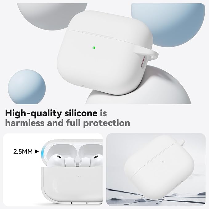 Ljusmicker for AirPods Pro 3 Case 2025 with Cleaner Kit,White | Soft Silicone Protective Cover for Apple AirPod Pro 3rd Generation Case with Keychain for Women Men,Shockproof