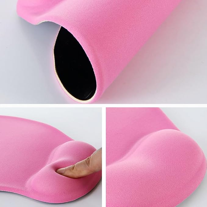Ergonomic Mouse Pad with Wrist Rest, Gel Wrist Support Mousepad, Pain Relief Laptop Computer Mouse Pad, Non-Slip Mouse Pads for Office & Home (Pink)