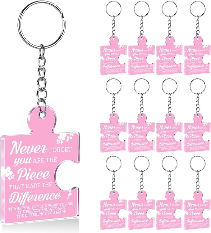 Team Appreciation Gifts Bulk Thank You Keychains for Coworkers | Gift Set for Employee, Staff, Teachers, Teamwork Puzzle Piece Keyring, Acrylic