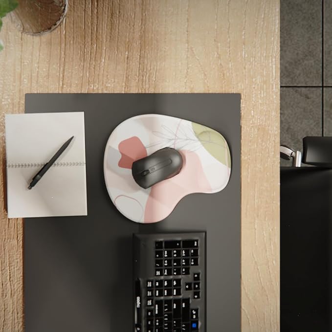 Office Mousepad with Gel Wrist Support - Ergonomic Gaming Desktop Mouse Pad Wrist Rest - Design Gamepad Mat Rubber Base for Laptop Computer -Silicone Non-Slip Special-Textured Surface (15EaethyA)