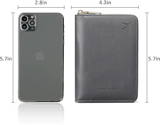 Passport Holder for Travel Women and Men RFID Passport Holder with Zipper Passport Case Passport cover Passport Wallet Travel Essentials and Accessories
