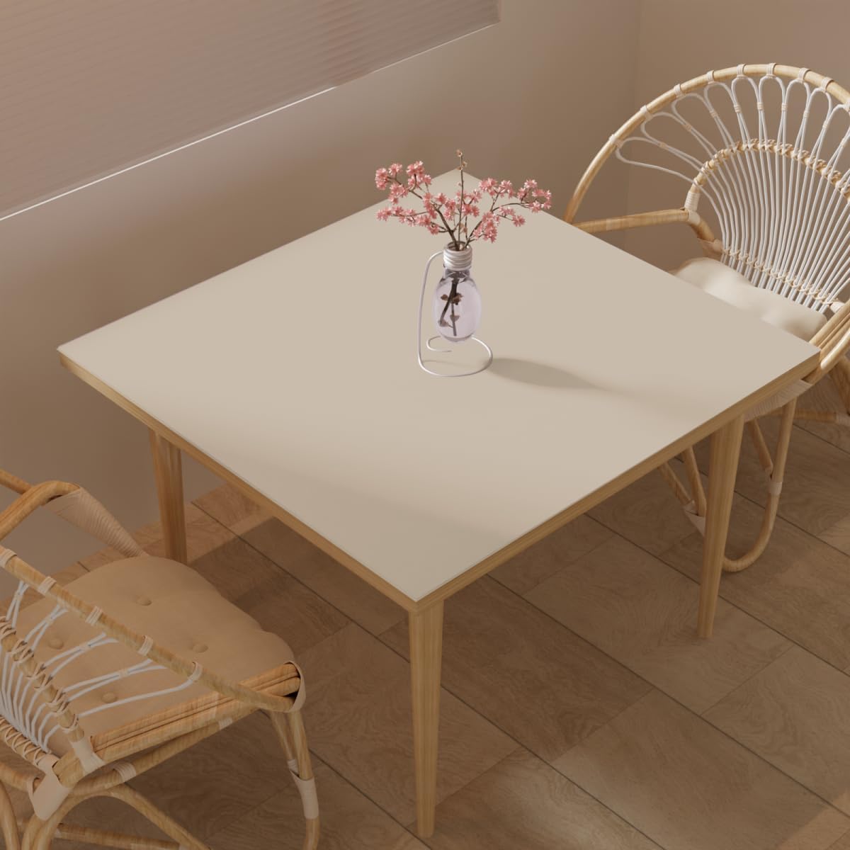 Desk Cover Protector - Used for Square Table Waterproof and Easy to Clean Good Flatness Easy to Used for Dining Table(Off White+Light Gray 44x44)