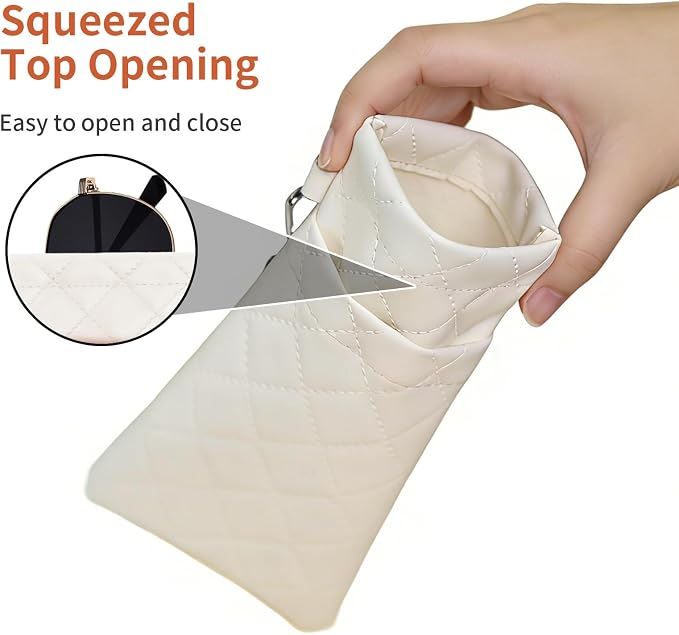 Double Eyeglass Case Soft Dual Glasses Case for Women Men Travel Squeeze Top Sunglasses Cases Eyeglasses Pouch