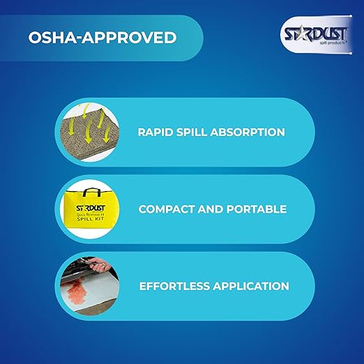 Stardust Spill Products Universal Spill Kit – OSHA Compliant Solution for Vehicles, Industrial, & Restaurant Use, Emergency Response Chemical, Water, & Bodily Fluid Cleanup, 12-Pack