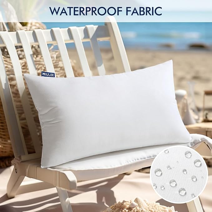 MIULEE 16x24 Inch Outdoor Pillow Insert Waterproof Decorative Throw Pillow | Rectangle Garden Pillow Form for Patio Sofa Couch