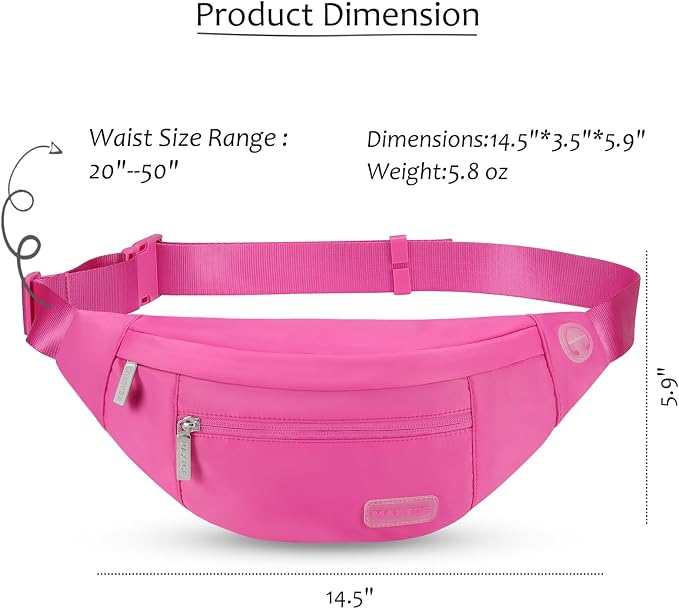MAXTOP Fanny Packs for Women Mom Rose Red Belt Bag with 4-Zipper Pockets | Adjustable Strap,Key Chain,Waist Pouch Belt Bag for Gym Workout Running Travelling Hiking Dog Walking
