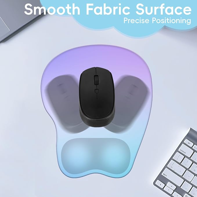 Mouse Pad with Wrist Rest Ergonomic Mouse Pad with Comfortable M-Shape Pain Relief Wrist Support Non-Slip PU Base Mousepad for Laptop, Office & Home (Blue Violet)