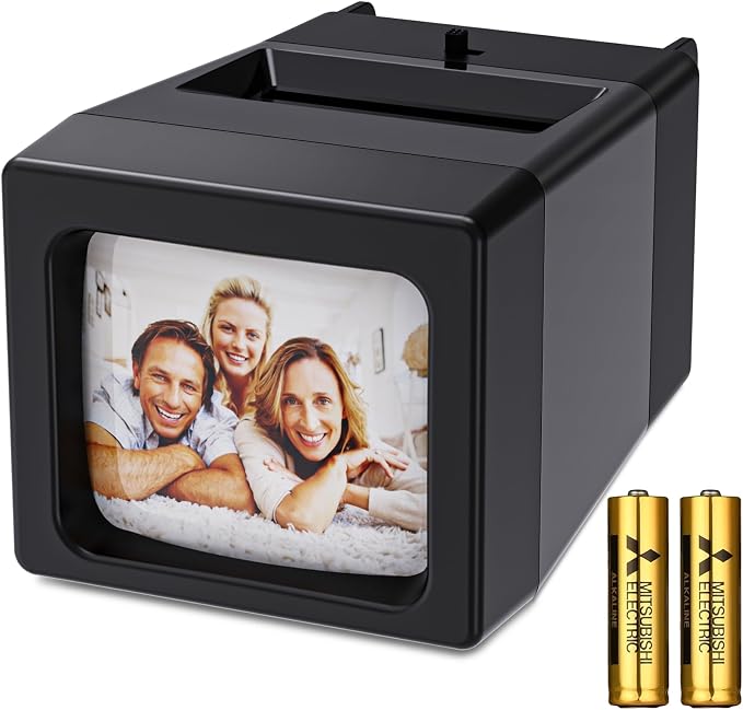 35mm Slide Viewer, 2X Magnification and LED Lighted Illuminated Viewing, Slide Projector for 35mm Old Slides (2AAA Batteries Included)
