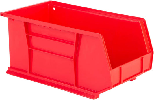 Hudson Exchange 15" x 8" x 7" (6 Pack) Plastic Stackable Storage Bin and Hanging Container, Red