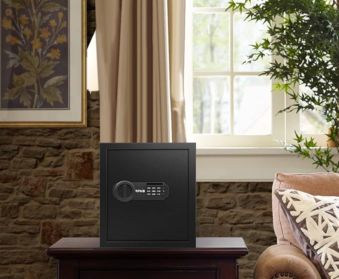 RPNB Small Home Safe Box,Personal Safe,Metal Money Safes for Home,1.2 CuFt | Digital Cash Safe with Keys,Electronic Code Lock,Steel Alloy Small Cabinet Safe for Money,Home,Office,Hotel,Business,Jewelry