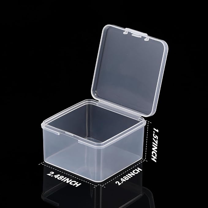 Jetec 60 Pieces Mini Plastic Clear Beads Storage Containers Box for Collecting Small Items, Beads, Jewelry, Business Cards, Game Pieces, Crafts (2.5 x 2.5 x 1.6 Inch)