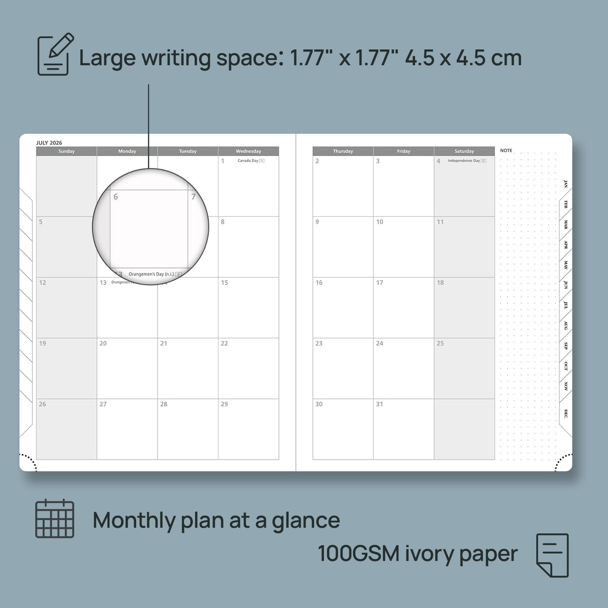 POPRUN 2026 Planner (Large Size 8.5''x 10.5'' Hardcover) - Daily Weekly and Monthly Calendar Agenda 2026 Appointment Book with Hourly Time Slots, Monthly Tabs, 100 GSM - Navy Blue