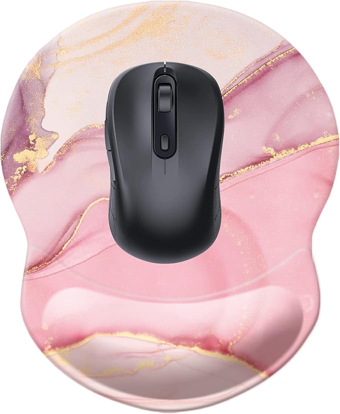 Mouse Pad with Wrist Support, Non Slip Mousepad Wrist Rest for Office, Computer, Laptop & Mac-Comfortable & Lightweight Ergonomic Support Mouse Mat(Pretty Marble-E)