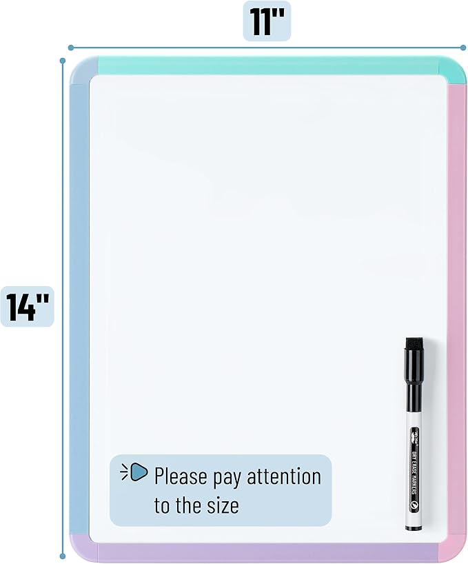 Mr. Pen- Dry Erase Board, 14” x 11” with a Black Dry Erase Marker | Small Mini White Board for Students