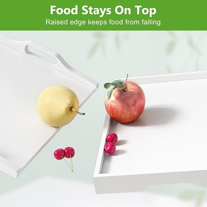 Youpehom Bamboo Bed Tray Table with Folding Legs, Large, White | Large bamboo bed tray with folding legs, handles and raised edges for meals, laptops, reading and serving in bed.
