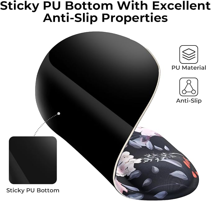 EooCoo Mouse Pad with Gel Wrist Rest, Ergonomic Mousepad Wrist Alignment | Middle Concave Design for Natural Wrist Alignment, Non-Slip Base Mousepad, Carpal Tunnel Relief, Office Desk Accessories