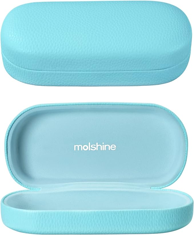 molshine Hard Shell Leather Sunglasses Case,Classic Large Glasses Case for Women Men,Sunglass Eyeglasses
