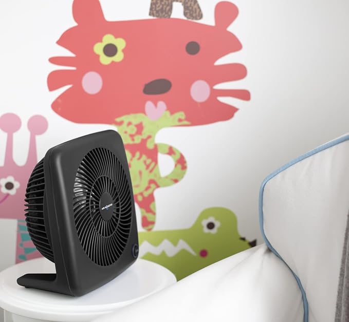 Air Monster 7 Inch 2 Speed Compact Desktop Table Top Personal Box Fan, Space Saver, High Performance, Turbo Force, Fully Assembled, Matte Black
