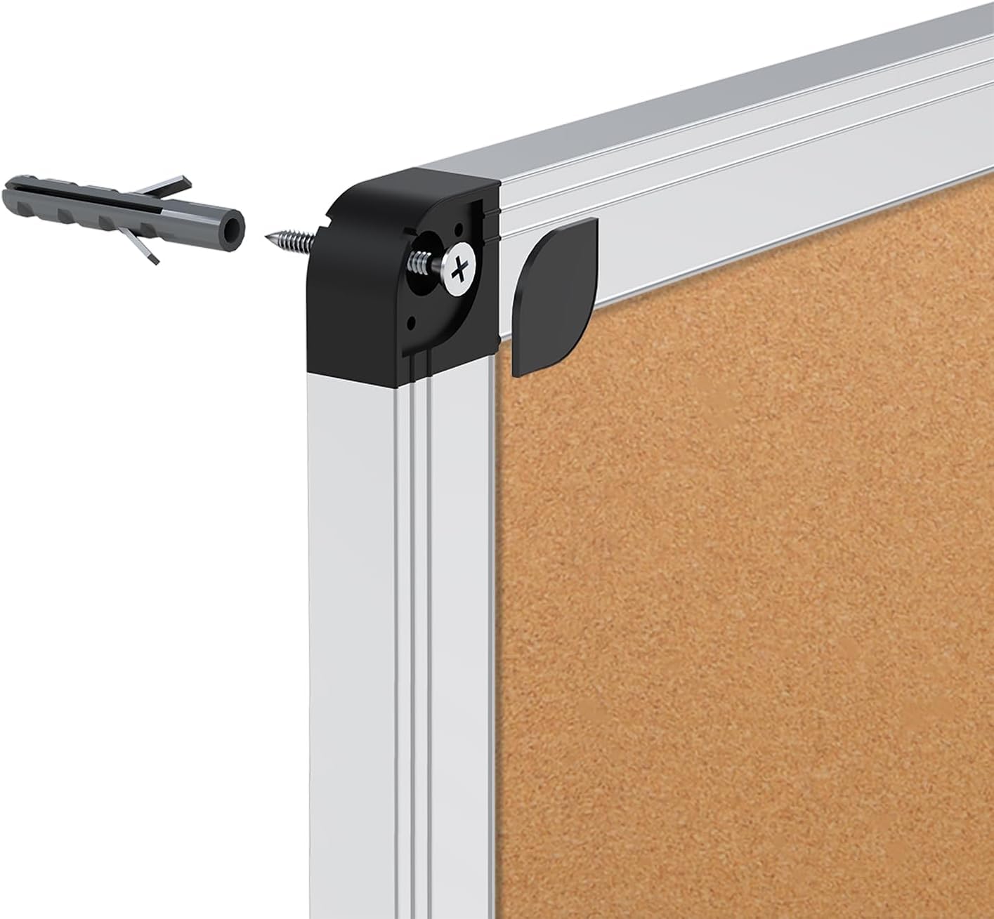VIZ-PRO Cork Bulletin Board/Foldable Noticeboard, 48 X 36 Inches, Silver Aluminium Frame