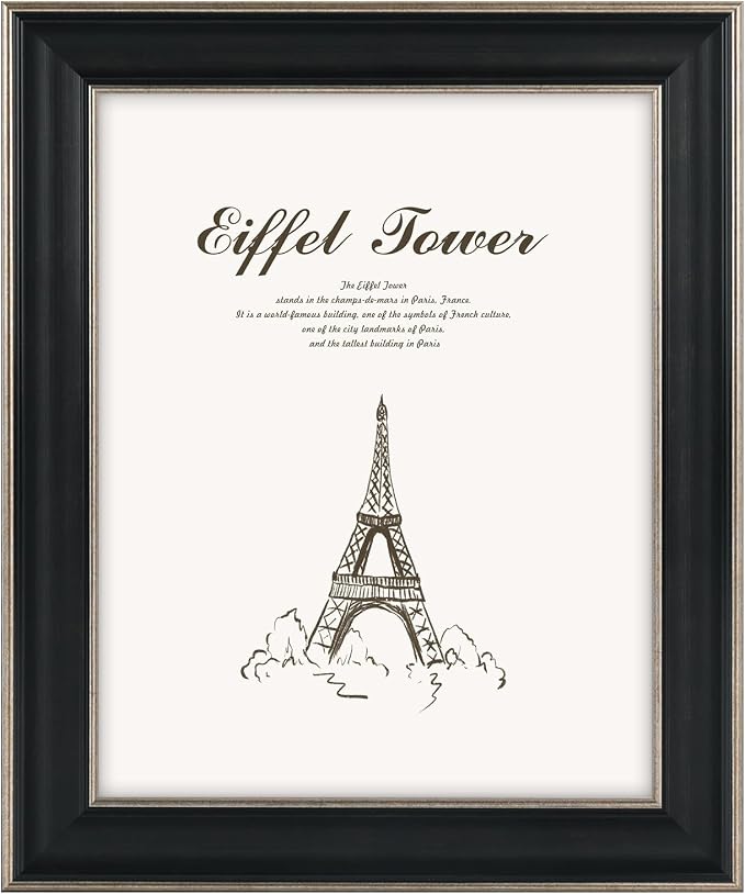 Golden State Art, 8x10 Antique Black with Silver Trim Color Frame - Easel Stand, Sawtooth Hanger - Landscape, Portrait Display - Great for Postcards, Photographs