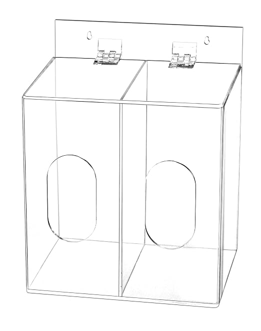 QWORK Clear Acrylic Mask and Glove Organizer – Dual Compartment Dispenser for Office & Home Use