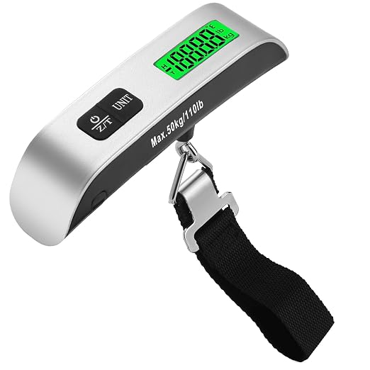 Digital Luggage Scale, Backlit LCD, 110 Pounds | digital sensor scale with 4-unit switching for accurate weighing of luggage, backpacks, and packages while traveling