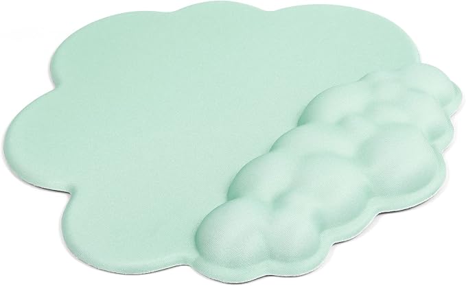 Gaming Mouse Pad Wrist Rest,Ergonomic Cloud Wrist Rest Mousepad with Gel Memory Foam,Non-Slip Rubber Base,Comfortable Mouse Pad for Home Office,Laptop,Mac,Lightweight,Easy Pain Relief (Light Green)