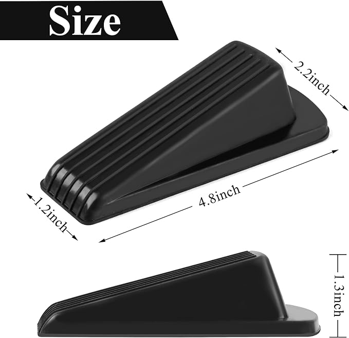 8 Pack Door Stoppers for Bottom of Door, 4.8x2.2x1.3in Door Stops, Rubber Door Stopper Wedge, Sturdy Stackable Door Stops for Floor