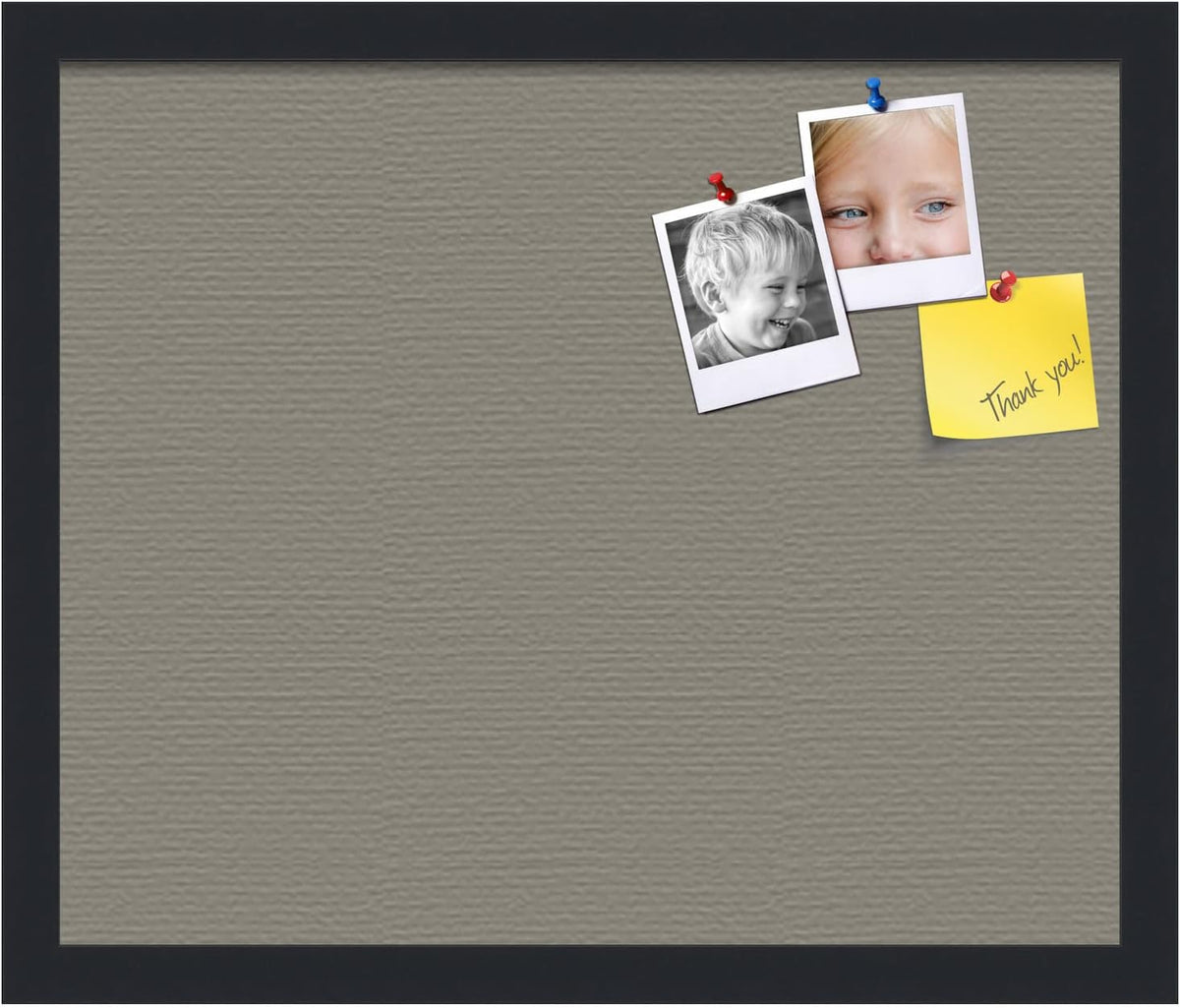 PinPix 18x15 Inch Cork Bulletin Board. This Decorative Framed Pin Board Comes with Pewter Design and a Satin Black Frame. Ideal for Home Office Decor or Message Board (PinPix-1812)